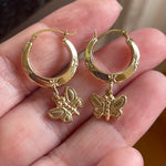 Butterfly Hoop Earrings - 10k Gold - Vintage