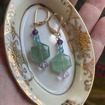 Ocean Drop Earrings - Chalcedony, Fluorite and Apatite - Gold Filled - Handmade