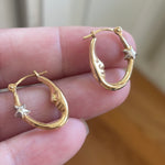 Celestial Hoop Earrings - Moon and Star - 14k Gold - Vintage