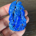 Carved Lapis Geisha Pendant - 14k Gold - Vintage