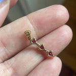 Ruby Diamond Heart Trilogy Pendant - 10k Gold - Vintage