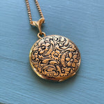 Engraved Flower Locket - Gold Filled - Vintage