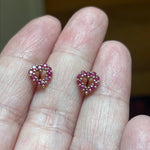 Ruby Heart Earrings - 9k Gold - Vintage