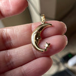 Large Moon Star Pendant - 14k Gold - Vintage