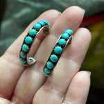 Turquoise Hoop Earrings - Sterling Silver - Vintage