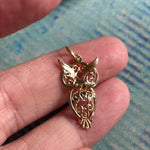 Filigree Owl Pendant - 10k Gold - Vintage