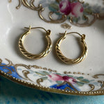 Swirling Hoop Earrings - 14k Gold - Vintage