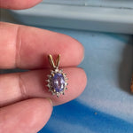 Tanzanite Diamond Halo Pendant - 14k Gold - Vintage