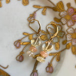 Citrine, Peach Moonstone and Rutilated Quartz Earrings - Gold Filled - Handmade