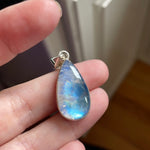 Moonstone Teardrop Pendant - Closed Back - Sterling Silver - Modern