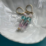Fluorite, Kunzite and Herkimer Diamond Earrings - Gold Filled - Handmade