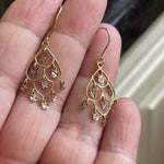 Gold Chandelier Earrings - 14k Yellow and White Gold - Vintage