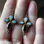 Opal Garnet Chandelier Earrings - Sterling Silver - Vermeil - Vintage