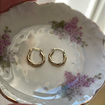 Dainty Angled Hoop Earrings - 14k Gold - Vintage