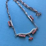 Pink Coral Chandelier Necklace - Sterling Silver - Vintage