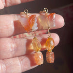 Butterfly Earrings - Citrine, Carnelian and Sunstone - Gold Filled - Handmade