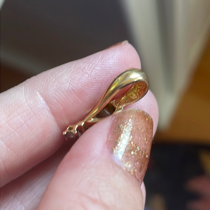 Peridot Teardrop Pendant - Diamond - 10k Gold - Vintage