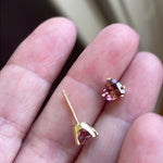 Tourmaline Heart Earrings - 14k Gold - Vintage