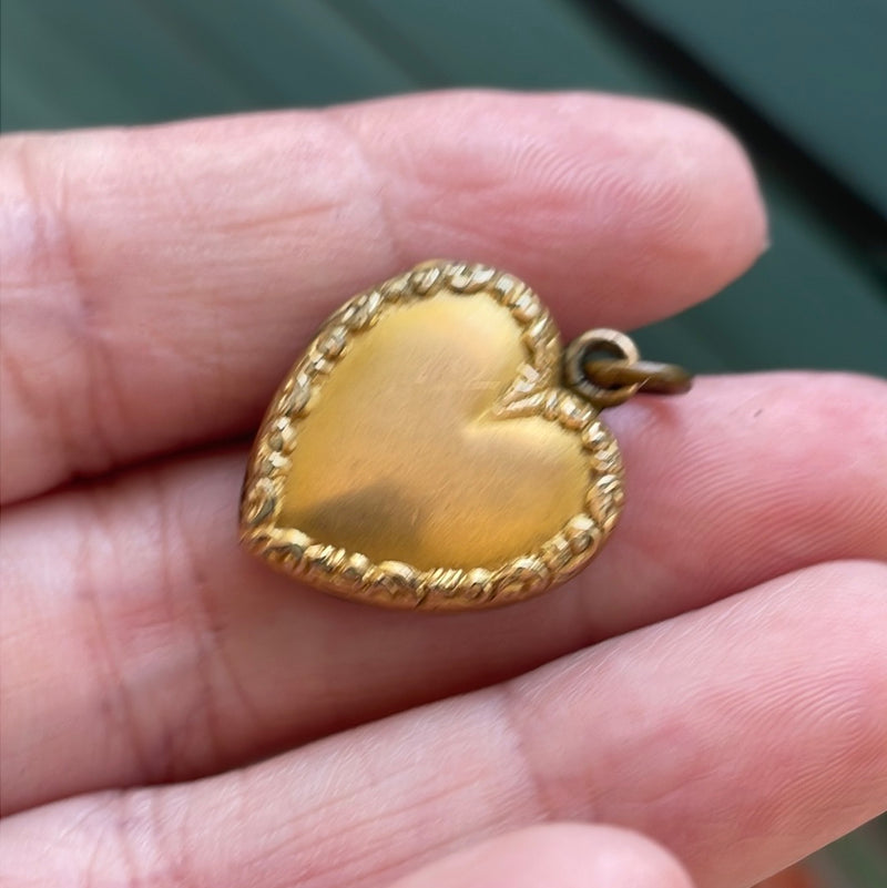 Repousse Heart Star Locket - Gold Filled - Vintage