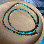 Turquoise Heishi Necklace - Sterling Silver - Handmade