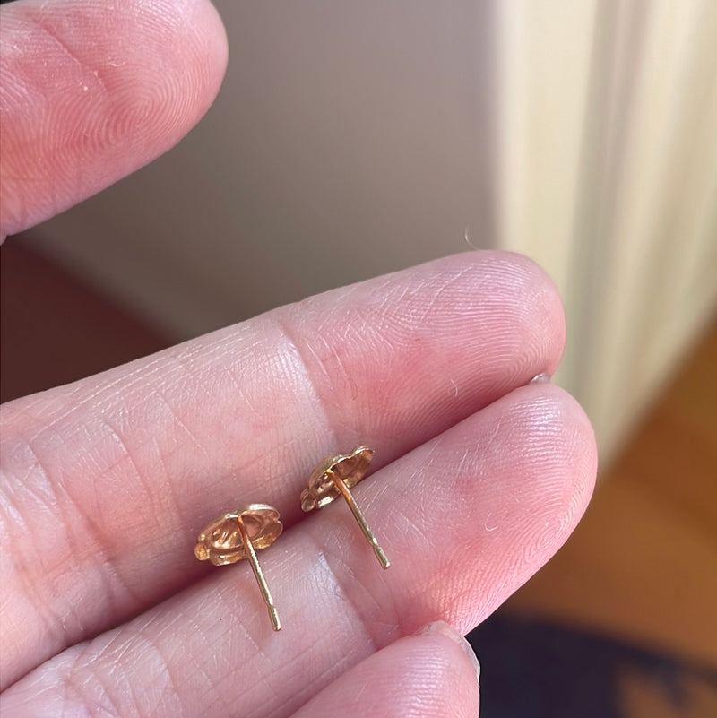 Rose Stud Earrings - 14k Gold - Vintage