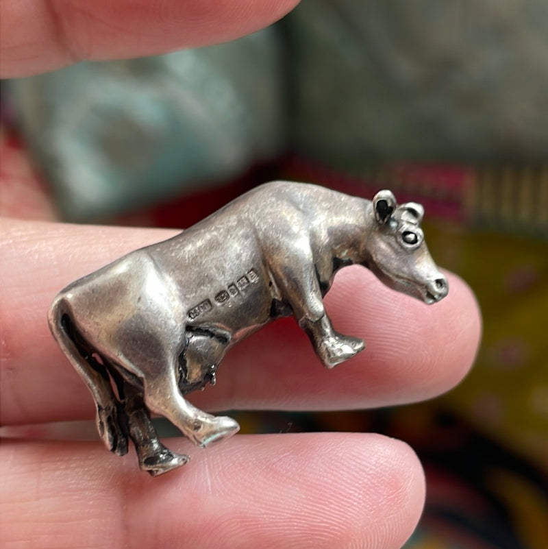 Cow Figure - Sterling Silver - Vintage