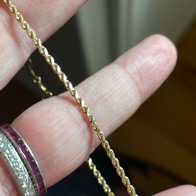 Gold Rope Chain Bracelet - 10k Gold - Vintage