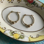 Triple Heart Hoop Earrings - 10k Gold - Vintage