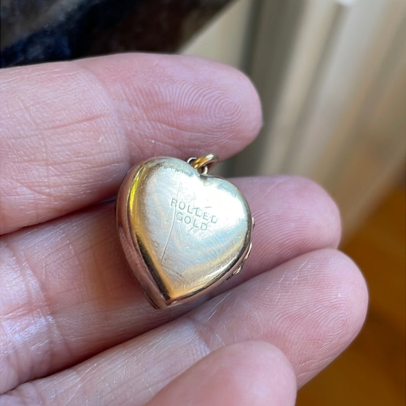 Engraved Heart Locket - Gold Filled - Vintage