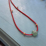 Italian Coral Beaded Necklace - Chalcedony - Stars - Gold Filled - Handmade