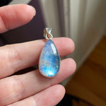 Moonstone Teardrop Pendant - Closed Back - Sterling Silver - Modern