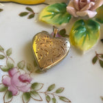 Engraved Heart Locket - Gold Filled - Vintage