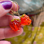 Orange Glass Berry Earrings - Gold Filled - Handmade