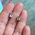 Aquamarine Earrings - Emerald Cut - 10k White Gold - Vintage