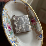 Engraved Book Locket - Sterling Silver - Vintage