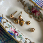 Diamond Star Cut Gypsy Heart Earrings - 14k Gold - Vintage