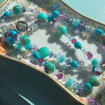 Ocean Confetti One of a Kind Necklace - Turquoise, Chalcedony, Fluorite and Amazonite - Sterling Heart Clasp - Handmade