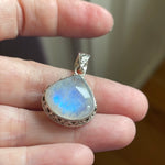 Moonstone Teardrop Pendant - Closed Back - Sterling Silver - Modern