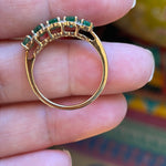 Emerald Diamond Band - 9K Gold - Vintage