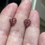 Ruby Heart Earrings - 9k Gold - Vintage