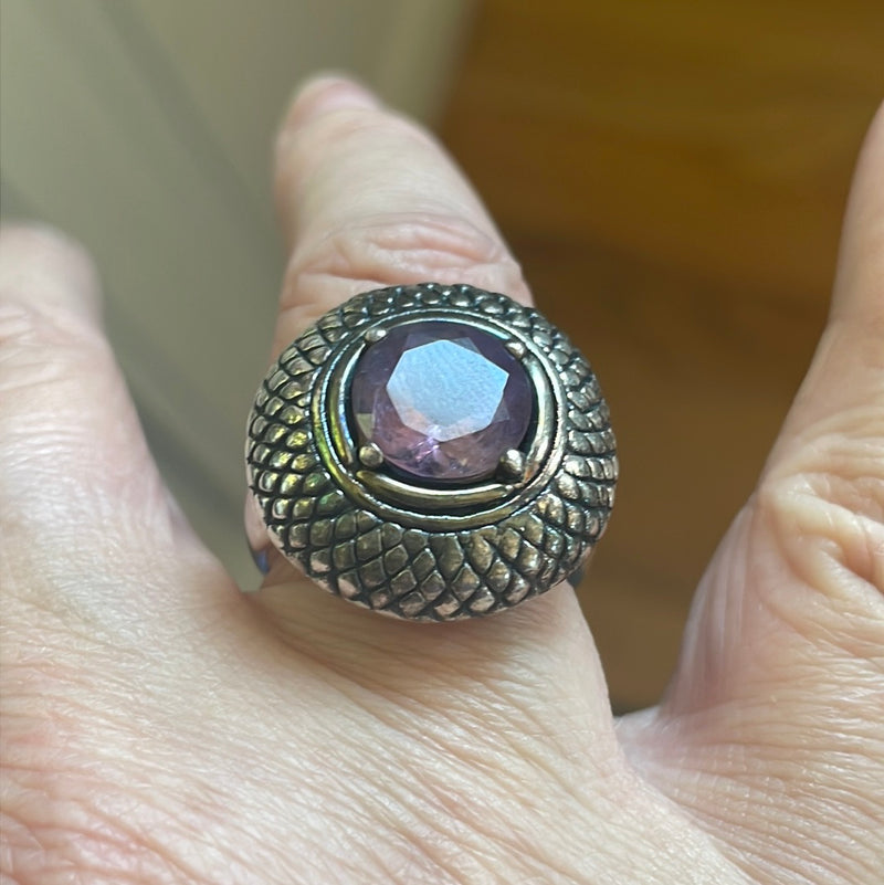 Amethyst Ring - Sterling Silver - Vintage