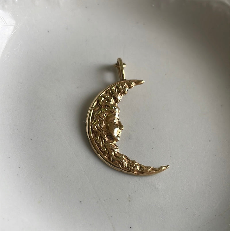 Moon Goddess Pendant - 14k Gold - Vintage