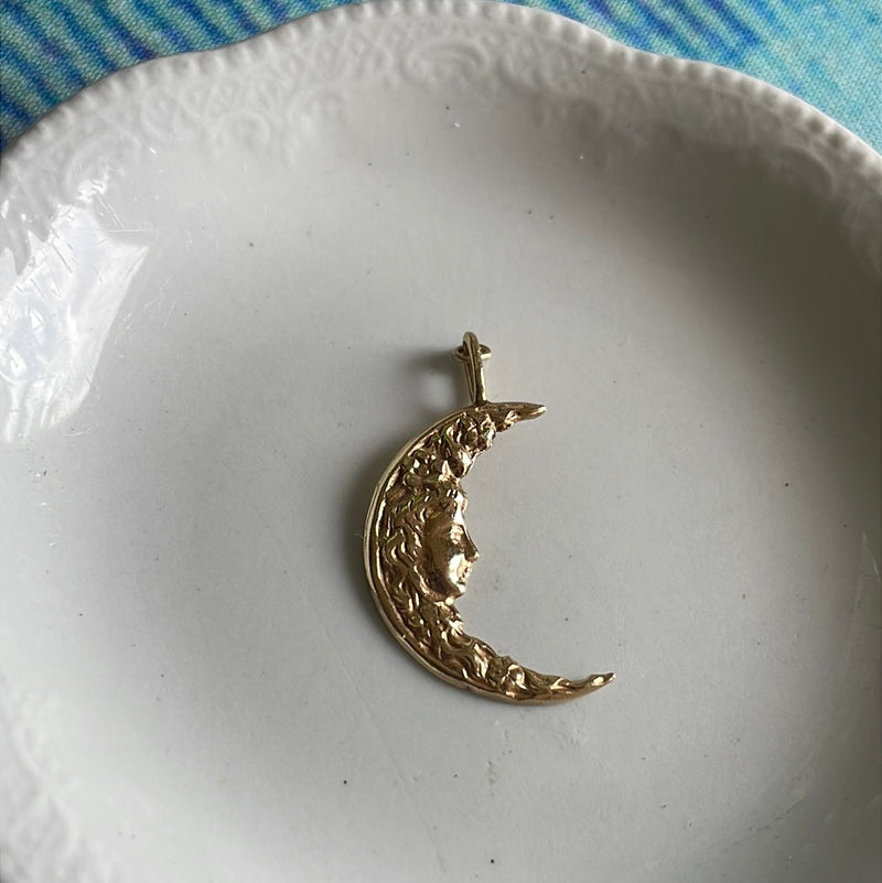 Moon Goddess Pendant - 14k Gold - Vintage