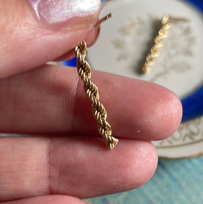 Rope Drop Earrings - 14k Gold - Vintage