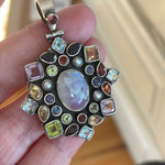 Moonstone Multistone Pendant - Sterling Silver - Vintage