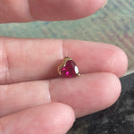 Ruby Heart Slider Pendant - Manmade - 10k Gold - Vintagd