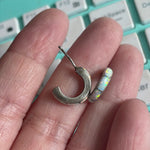 Opal Inlay Hoop Earrings - Sterling Silver - Vintage