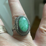 Jade Poison Ring - Carved Coral Buddha - Sterling Silver - Vintage