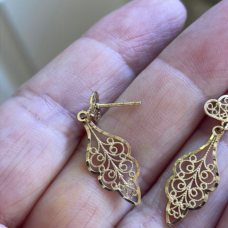 Heart Filigree Drop Earrings