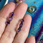 Amethyst Hoop Earrings - 10k Gold - Vintage